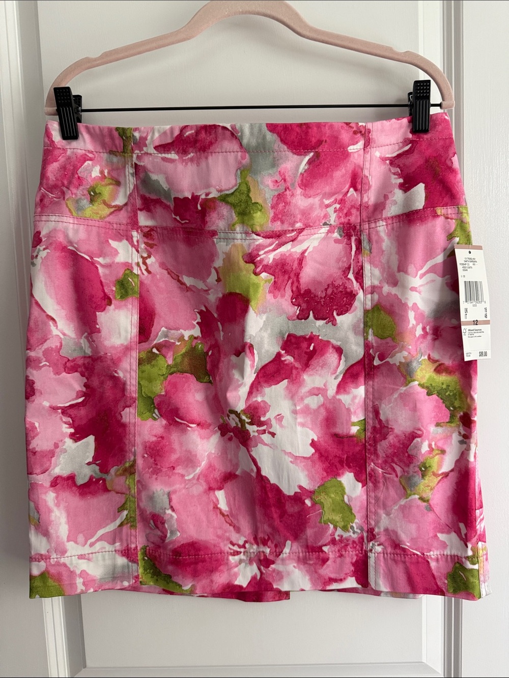 Anne Klein Pink Floral Watercolor Mini Skirt